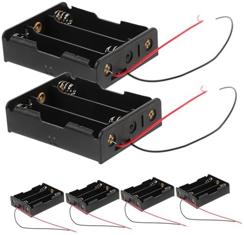 Housoutil Battery Storage Boxes 6pcs Wired 3 x Aa Battery Holder Plastic Storage Case for Batteries 14cm Wire Length Ideal for Power Banks and Electronic Devices Storage Case Holder