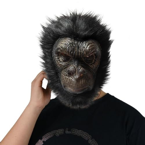 Micacorn Maschera da Gorilla Maschera per Scimmia Maschera Animale Selvatico in Lattice Maschere Realistiche Costume per Halloween Carnevale Festa di Compleanno