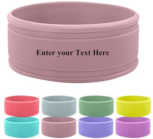 Personalised Silicone Bottle Band, Custom Water Bottle Name Bands, Label for Bottles, Food Grade Silicon Non-Slip Anti-Heat Insulation Hollow Cup Sleeve (Round)