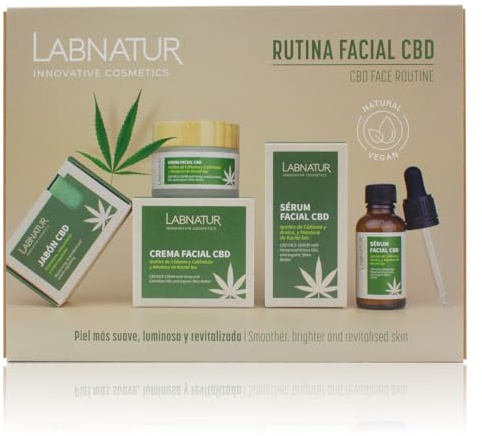 CBD-Gesichtspflege-Set - natürlich und vegan - Labnatur | Creme, Serum und Naturseife mit CBD und Hanföl - spendet Feuchtigkeit, beruhigt und revitalisiert - für sensible Haut