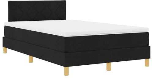 vidaXL LED Boxspringbett mit Matratze Schwarz 120 x 200 cm Stoff, Verstellbares Kopfteil, modernes Boxspringbett, LED-Rahmen, ergonomisches Schlafzimmer, langlebiger Schlafkomfort