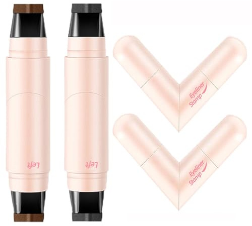 Doppelköpfiger Eyeliner-Stempel, 2 Farben, wasserdicht, langlebig, wischfest, flüssiger Eyeliner-Stift, faltbarer Eyeliner-Stempel, Gel-Augenstift, Augen-Make-up-Stift (schwarz + braun)