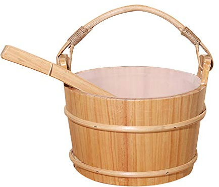 Duiaynke 4L Saunakübel Holz Saunakübel mit Schöpfkelle Sauna Starterset Natur Spa Bad Zubehör für Sauna Bad
