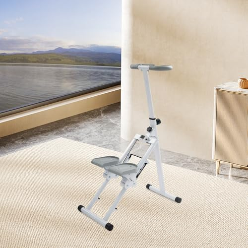 Steppers Faltbare Tragbares Pedal Sunny Health Fitness Stair Treppensteiger Mit Lenker Heimtraining Fitnessstudio Fitnessgeräte Für Zuhause Gym Gelenkschonendes Cardio-Training Twist-Bewegung Weiß