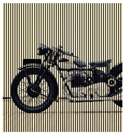 Akustikpaneele mit Digitaldruck Motorrad01 19 x 2253 x 2400 mm Motorrad MDF PET-Fasern Wandpaneele Creme Schwarz 4 Einzelplatten