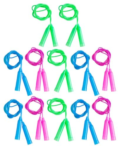 HOMOBABE Cuerdas para Saltar Pack de 12 Piezas Mango Cómodo y Antideslizante, Ajustables en Longitud, Ligeras y Diseñadas para Ejercicio al Aire Libre