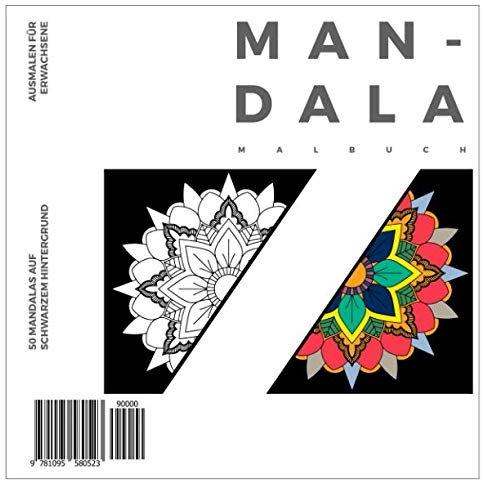 Mandala Malbuch - 50 Mandalas auf schwarzem Hintergrund - Ausmalen für Erwachsene