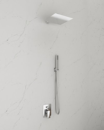 KIT DOCCIA COMPLETO DI MISCELATORE DA INCASSO A DUE VIE + SOFFIONE DOCCIA ACCIAIO INOX SLIM 2 MM SPESSORE + BRACCIO DOCCIA ACCIAIO