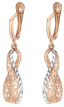 Carissima Orecchini a Goccia Aperti in Filigrana in Oro Rosa 9 ct