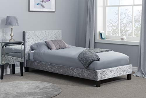 Birlea Berlin Bed, Crushed Velvet, Steel, Single
