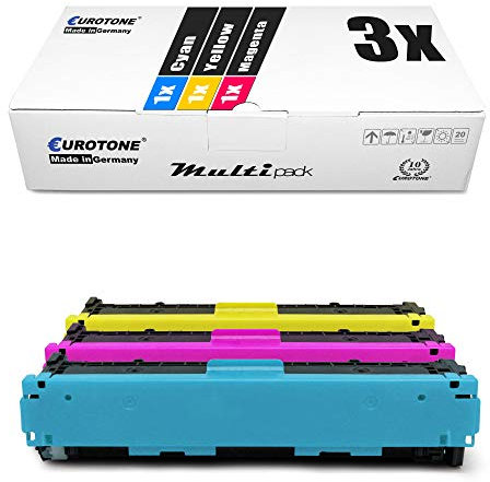3X Eurotone Toner kompatibel für Canon I-Sensys LBP 611 613 wie 045H CMY Color Blau Rot Gelb