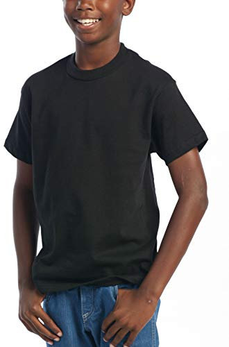 Pro Club Youth Cotton Short Sleeve Crew Neck T-Shirt, Black, Medium