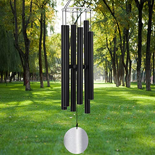 Loving Basso Windspiele für den Außenbereich, tiefer Ton, 106,7 cm, Sympathie-Windspiele für den Außenbereich, tiefer Ton für Garten, Terrasse, Windspiele in Erinnerung an Mutter Vater, schwarz