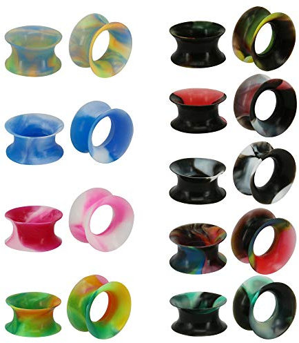 ZeSen Jewelry Lot de 9 paires d'écarteurs d'oreille en silicone souple et coloré, Silicone
