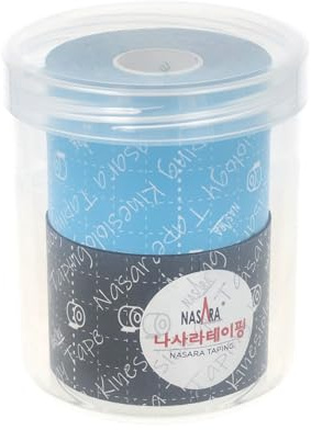 Nasara Original Kinesiologisches Physio Sport Tape: Sparset mit 2 Tapes in türkis und schwarz in Profi Rollenbox mit Schraubdeckel für Sport und Medizin, Rollengröße 5cm x 5m