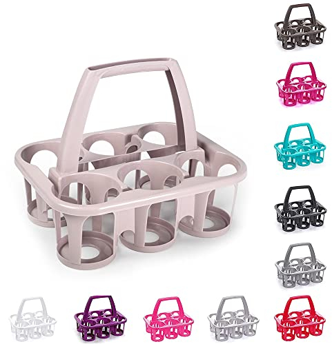 plastific 6 x Plastic Beer Garden Glass Collector Carrier Milk Bottle Holder - (Pink)