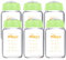 Matyz Glass Breastmilk Storage Bottles 6 oz with Green Lids | 6 Pack, Compatible with Spectra Medela Breast Pump, Store, Freeze, Warm Up Milk Well, Wide Mouth, Breastmilk Storage Containers, No BPA