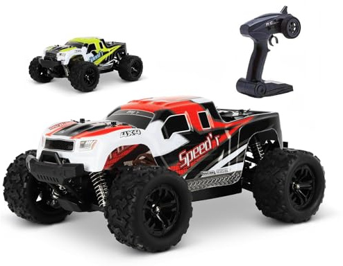 blij´r Speed´r Rot RC Fernbedienung Auto 45km/h, 1:18, 2 Akkus, 4x4 Antrieb, 100m Reichweite, Monstertruck RTR Buggy + Ersatzkarosserie