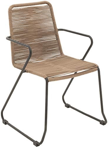 OUTLIV. Stapelsessel Maranello, Stahl mit Rope-Bespannung, wetterfest und stapelbar, für Garten und Terrasse, Anthrazit/Taupe, 60,5 x 55 x 86 cm