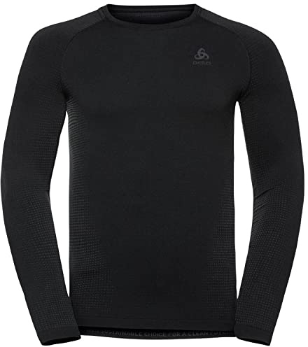 Odlo Thermounterwäsche für Herren Performance Warm | Odlo Graphite Grey Schwarz | Größe M | Funktionsshirt Langarm | Warme Skiunterwäsche