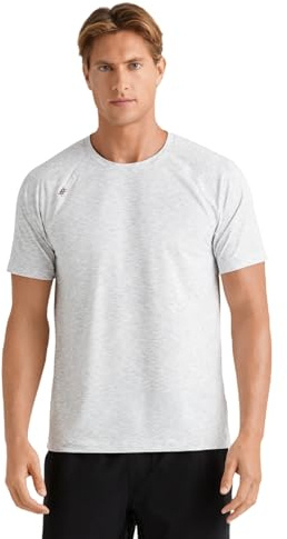 Rhone Reign Mens Workout Shirts, Anti-Odor, Quick Dry Mens Gym Shirts, Workout Shirts for Men (Gray Space Dye, X-Large)