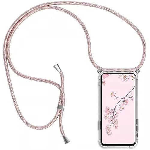 HongMan Handykette Handyhülle für Samsung Galaxy J5 2016/J510 mit Band - Transparent Handy-Kette Handy Hülle mit Kordel zum Umhängen Handyanhänger Halsband Lanyard Case - Roségold