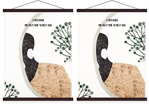 Benjia Barra magnética para pósteres, de madera, marco de póster, A3, 30 x 40 cm, colgador para obras de arte impresas (30 cm, nogal, 2 unidades)