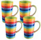 Purity Style Set of 4 Rainbow Strip Tall/Large Hot Chocolate, Latte, Tea, Coffee, Cappuccino Tall Mug 500ml