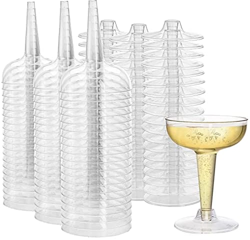 Hacaroa 75 Pack Plastic Champagne Coupe, 120 ml Champagne Glasses Cocktail Glasses, Party Stem Cups Dessert Cups for Martini, Margarita, Birthday, Wedding