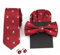 WANYING Herren 6cm Krawatte & Gebundene Fliege & Einstecktuch & Manschettenknöpfe 4 in 1 Set Yuppie Trendmode Casual Cool - Totenkopf Pattern Bordeaux Rot