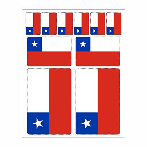 10 Stück Flaggen Aufkleber Chile Set | Sticker Chile Autoaufkleber