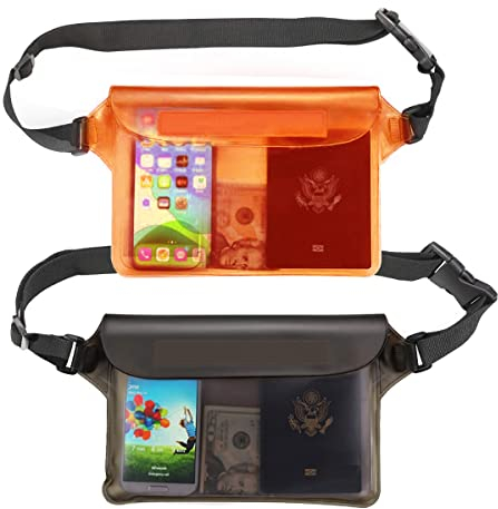 FainFun wasserdichte Tasche Beutel Bauchtasche 2 Stück Wasserfeste Bauchtasche mit Verstellbarem Hüftgurt, wasserdichte Tasche Beutel für Wassersport, Wie Schwimmen, Strand, Tauchen, Rudern