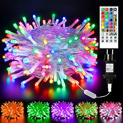 BrizLabs Weihnachten Lichterkette Außen, 20M 200 LED Bunt Farbwechsel RGB Lichterketten Strombetrieben Wasserdicht Weihnachtslichterkette für Innen Kinderzimmer Hause Party Garten Balkon Halloween