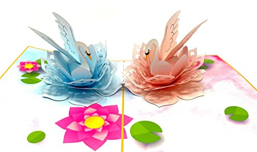 Pop Up Karte Schwäne 3D Pop Up Karten, Geburtstagskarten für Damen und Herren, Ruhestandskarte, handgemachte Grußkarten, 3D Geburtstagskarte, Get Well Card, Make someone Smile
