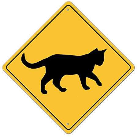 Cartello in metallo divertente con scritta ''Caution Cat Crossing Xing'' in alluminio retrò cartello stradale lento gatto che attraversa la zona di avvertimento segno di cautela segno in metallo a