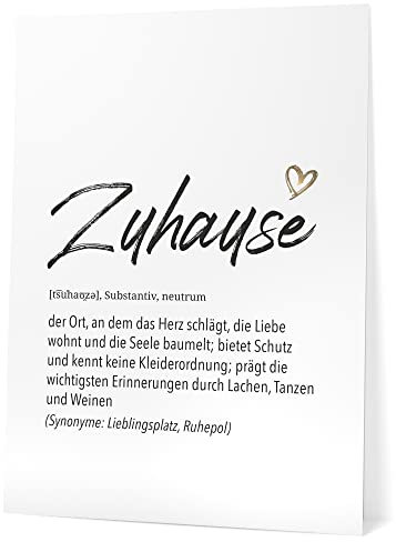 Papierschmiede® Herz Definition: Zuhause, 40x50 cm, Bild Home Kunstdruck Familie, Poster für Wohnzimmer, Schlafzimmer, Wandbild Wanddeko Geschenk Geburtstag Haus Einweihung ohne Rahmen