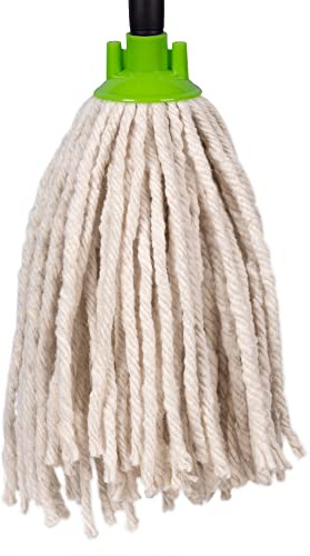 Jazooli Mop Heads Replacement - Commercial & Household Wet & Dry Mops for Cleaning Floors, Kitchen, Bathroom - Colour Coded Yarn Floor Mops, Heavy Duty Mop Head - 10 x Green