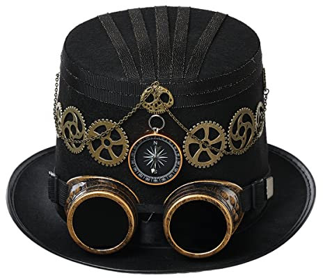 BLESSUME Zylinder Hut mit Brille for Karneval, Halloween (L, Schwarz)