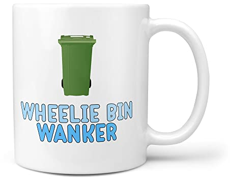 TeHe Gifts Wheelie Bin Wanker Funny Rude Gift Mug for Refuse Bin Men Man Women 10oz Gift Mug