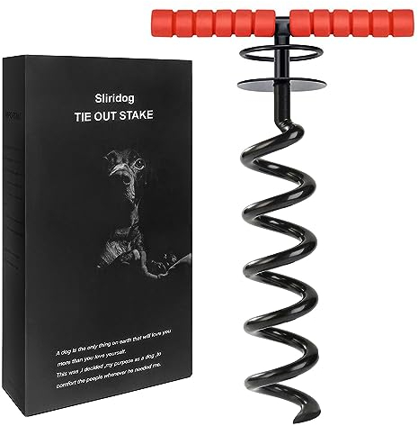 Sliridog Hunde-Auslaufpfähle, robuster Pfahl für große Hunde, stärkster Hundeanker hält 2 große Hunde bis zu 90 kg, frei und sicher auf Hof, Strand, Camping, Outdoor (nur Pfahl), Schwarz