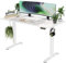 Claiks Schreibtisch Höhenverstellbar Elektrisch, Höhenverstellbarer Schreibtisch 140x60 cm, Standing Height Adjustable Desk, Weiß Gestell/Weiß Oberfläche