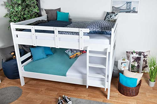 Etagenbett/Stockbett 160 x 200 cm Easy Premium Line K24/n, Kopf- und Fußteil gerade, Buche Massivholz weiß lackiert, teilbar