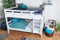 Etagenbett/Stockbett 160 x 200 cm Easy Premium Line K24/n, Kopf- und Fußteil gerade, Buche Massivholz weiß lackiert, teilbar