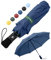 Chakipee Paraguas Plegable Antiviento Hombres - Paraguas Azul Marino Resistente al Viento, Paraguas Automático Portátil Compacto de Viaje, Revestimiento de Tela 210T