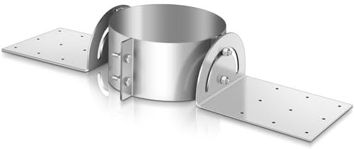 Hicarer Kit de soporte de techo galvanizado de 8 pulgadas, soporte de tubo de estufa, abrazadera de pieza de chimenea, soporte de techo ajustable para tubo de chimenea aislado de doble pared, acero