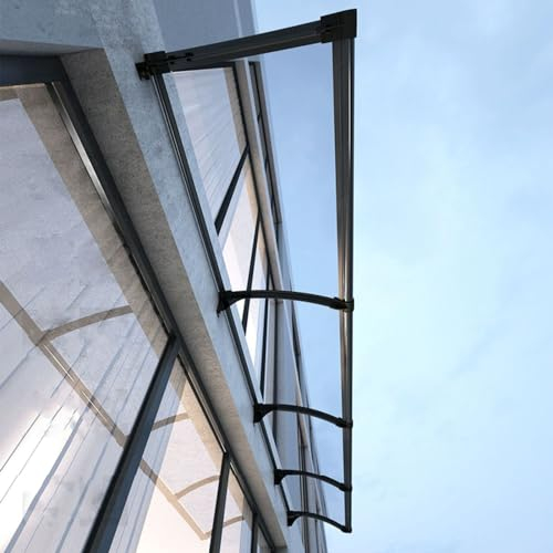 Vordach Für Haustür mit Regenrinne Fenstermarkise Markisen Wallbox Überdachung Polycarbonat Haustürvordach Terrassenüberdachung Regenfest Und UV Schutz (100×330cm)