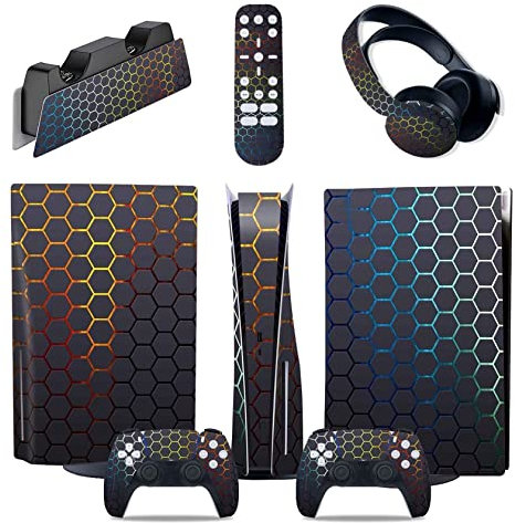 Für PS5 Konsole Disc Edition & Digital Edition Aufkleber Vinyl Decal Cover Für Ps5 Controller & Ladestation & Headset & Media Remote 42996 Blasenfrei Kein Schaum Kratzfest (Size : Disc Version)