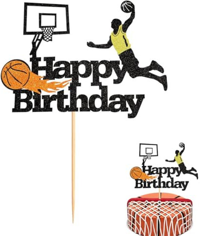 EYVRPAU 1 Stück Basketball-Kuchenaufsatz Tortenaufsatz Alles Gute zum Geburtstag Kuchendekorationen Basketballspieler für Sport Thema Geburtstagsparty Mann Junge Mädchen Zubehör