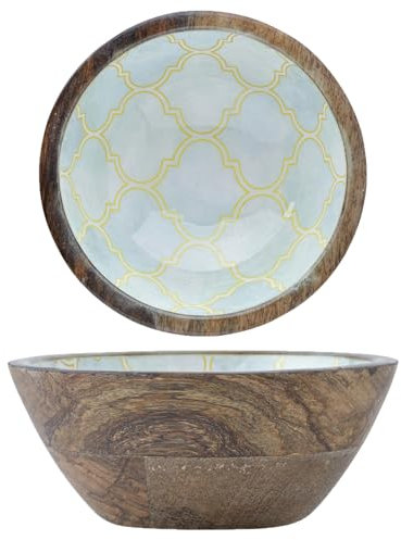 Marrakesch Schmuckschale Schale aus Holz & Emaille 15 cm bunt | Handgefertigte Schlüsselschale Holzschale Kesse -3- als Wohnzimmer Deko | Aesthetic Deko Snackschale Schüssel als Geschenk für Frauen