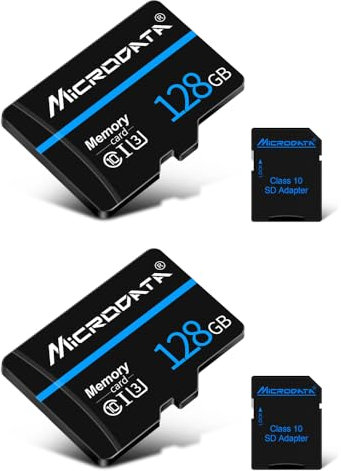 2 Pack 128GB TF Card with SD Adapter, U3 Ultra High Speed SD Card V30 Class 10 TF Flash Memory Card